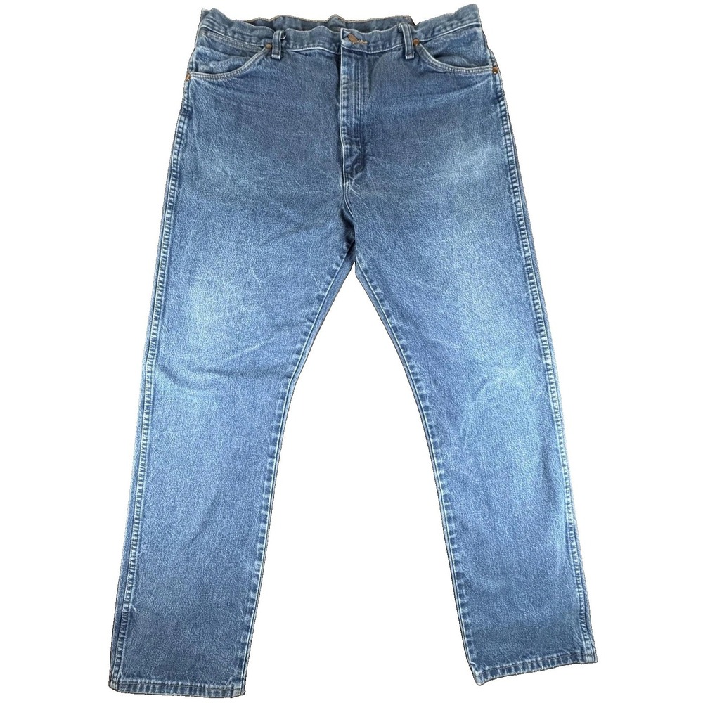 Wrangler Cowboy Cut Jeans Mens 38x34 Medium Wash Blue Straight Denim 13MWZPI